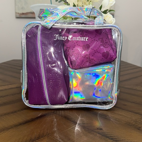 Juicy Couture Handbags - Stunny purple and silver juicy couture 4 piece makeup case 💜🩶💜
